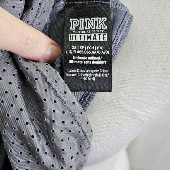 PINK Victoria's Secret Gray Mesh Tie Front Sports Bra Size XS - Picture 5 of 8